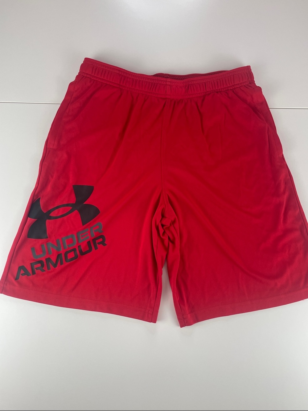 Under Armour Red Kids Athletic Shorts with Black Logo